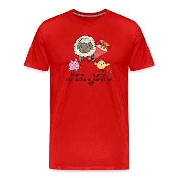 Hurrah hurrah school starts - Men's Premium Organic T-Shirt - red - Front - Damien (186cm)