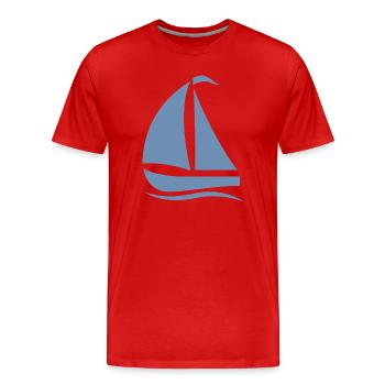 Silhouette de voilier minimaliste Mer du Nord - T-shirt bio Premium Homme - rouge - Devant - Damien (186cm)