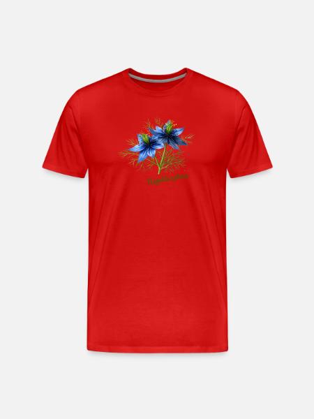 Nigella sativa - botanical illustration - Men's Premium Organic T-Shirt - red