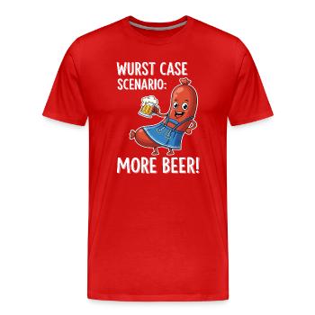 Scénario de cas de saucisse : plus de bière ! - T-shirt bio Premium Homme - rouge - Devant - Damien (186cm)