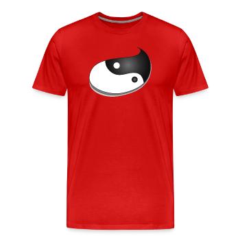 Yin-Yang Symbol in Tropfenform – Balance Design - Männer Premium Bio T-Shirt - Rot - Vorne - Damien (186cm)