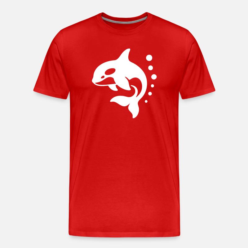 Minimalistisches Delfin-Silhouetten-Design - Männer Premium Bio T-Shirt - Rot