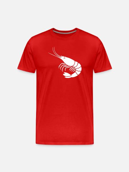 Elegante Schwarz-Weiß-Garnelen-Illustration - Männer Premium Bio T-Shirt - Rot