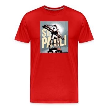 St. Pauli Hamburg Hafen Hafenkran Nostalgie - Männer Premium Bio T-Shirt - Rot - Vorne - Damien (186cm)