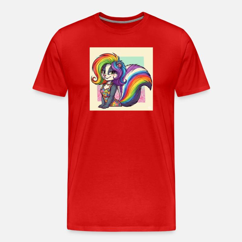 Regenbogenskunk im Kleid - Männer Premium Bio T-Shirt - Rot