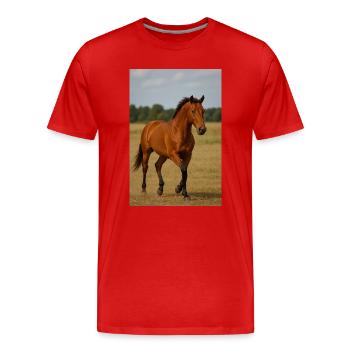 Eleganz für unterwegs - Männer Premium Bio T-Shirt - Rot - Vorne - Damien (186cm)
