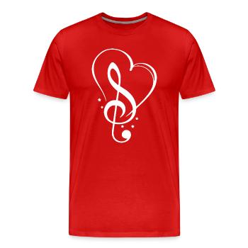 Coeur musical avec conception de clé de sol - T-shirt bio Premium Homme - rouge - Devant - Damien (186cm)