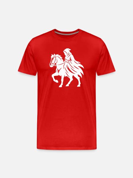 Majestic Horse and Warrior Silhouette - Men's Premium Organic T-Shirt - red