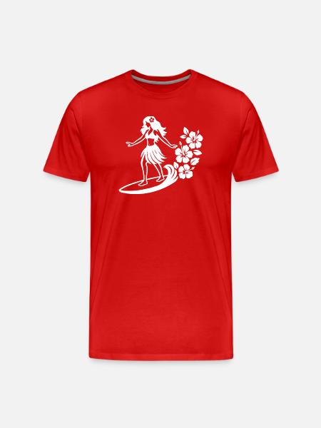 Fille hawaïenne avec motif d’hibiscus - T-shirt bio Premium Homme - rouge