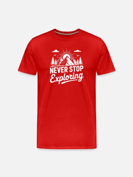 Mountains - Never Stop Exploring - Men's Premium Organic T-Shirt - red