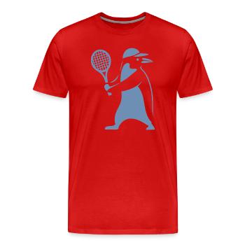 Minimalist Penguin Tennis Backhand Player - Men's Premium Organic T-Shirt - red - Front - Damien (186cm)