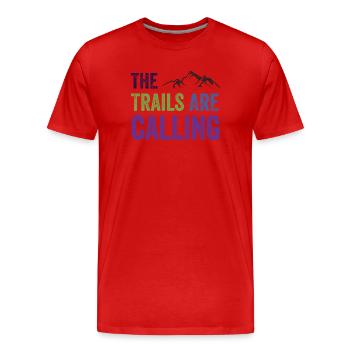 Die Spuren rufen - Männer Premium Bio T-Shirt - Rot - Vorne - Damien (186cm)