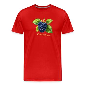 Brombeere – Botanisches Aquarell im Vintage-Stil - Männer Premium Bio T-Shirt - Rot - Vorne - Damien (186cm)