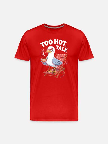 Sassy Seagull Relaxing with Coffee - Men's Premium Organic T-Shirt - red