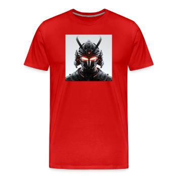 Digitale Samurai Futuristische Maskerade - Männer Premium Bio T-Shirt - Rot - Vorne - Damien (186cm)