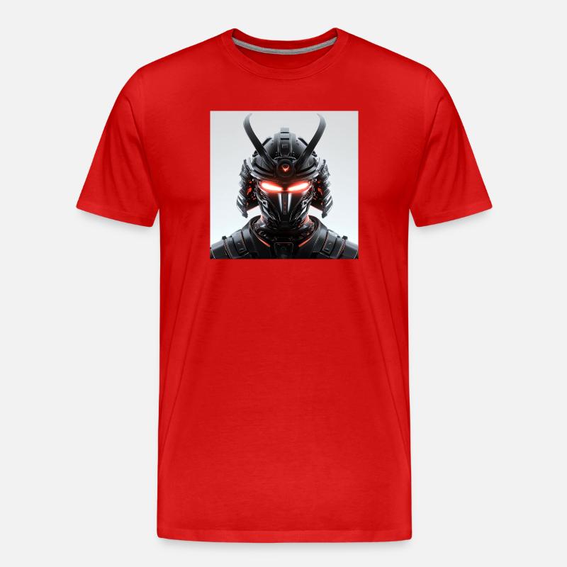 Digitale Samurai Futuristische Maskerade - Männer Premium Bio T-Shirt - Rot