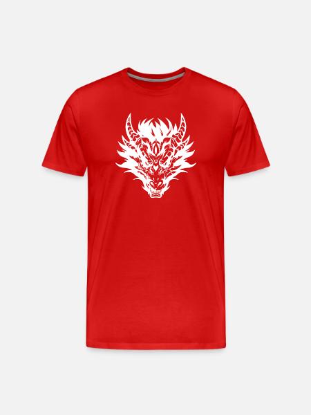 Intricate Tribal Dragon Mask Design - Men's Premium Organic T-Shirt - red