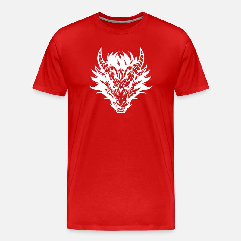 Kompliziertes Design der Stammesdrachenmaske - Männer Premium Bio T-Shirt - Rot
