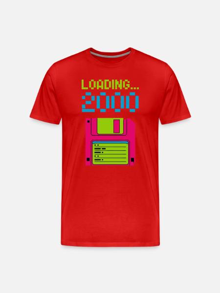 Loading 2000 Disketten-Design Retro Pixel Design - Männer Premium Bio T-Shirt - Rot