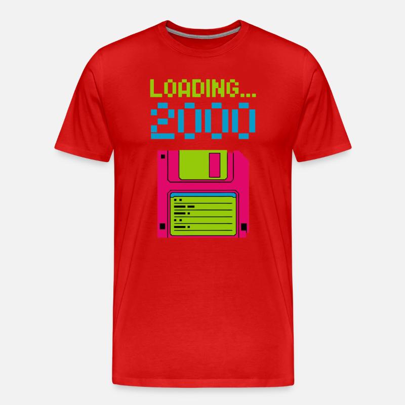 Loading 2000 Disketten-Design Retro Pixel Design - Männer Premium Bio T-Shirt - Rot