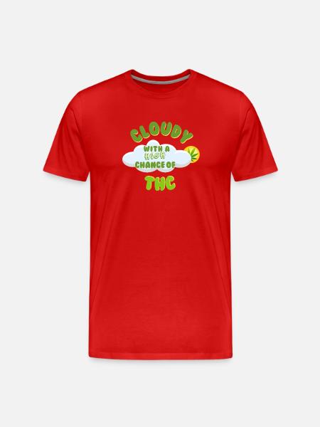 Cloudy THC Celebration Design - Men's Premium Organic T-Shirt - red