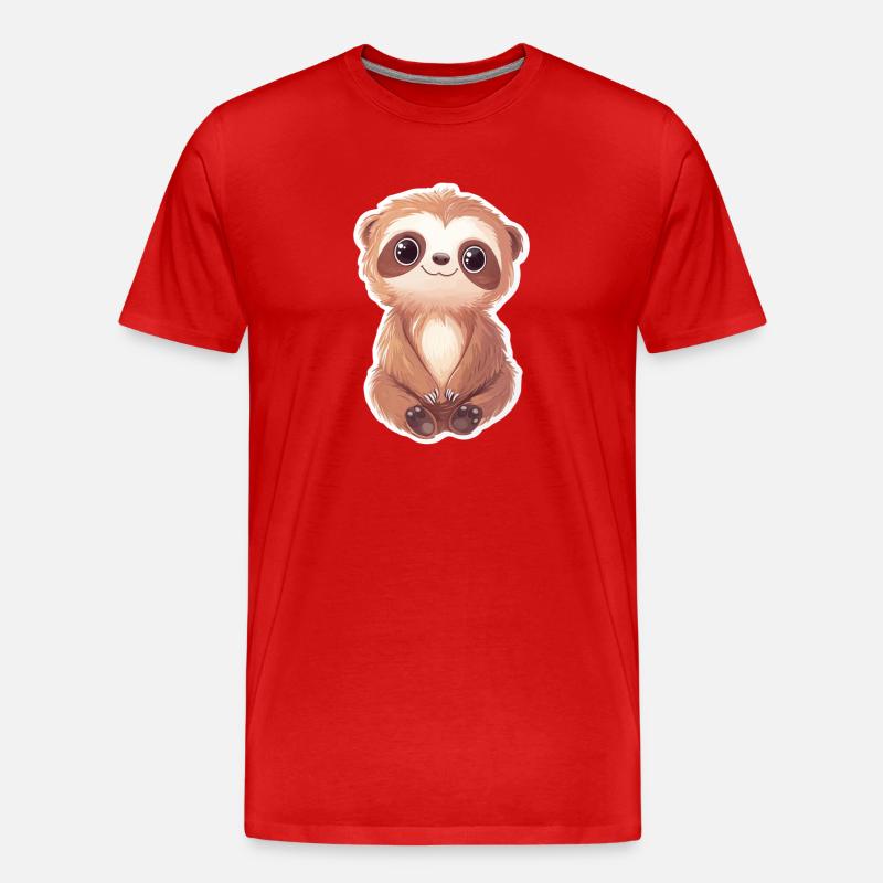 Faultier - Männer Premium Bio T-Shirt - Rot