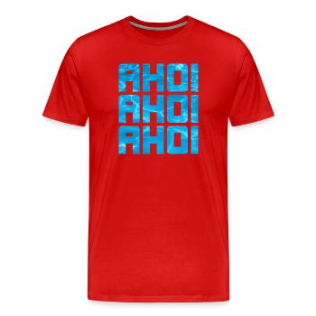 Ahoy, piscine, eau de mer, Maritime, Cool Dictons, Capitaine - T-shirt bio Premium Homme - rouge - Devant - Damien (186cm)