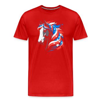 Patriotic Horse with Starred Mane - Men's Premium Organic T-Shirt - red - Front - Damien (186cm)