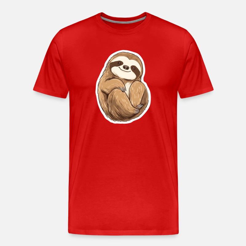 Faultier - Männer Premium Bio T-Shirt - Rot