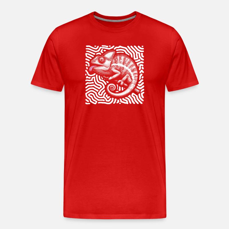 Chamäleon Pastell Stammeskunst - Männer Premium Bio T-Shirt - Rot