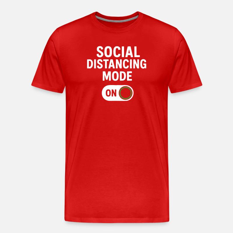 social distancing mode on - Männer Premium Bio T-Shirt - Rot