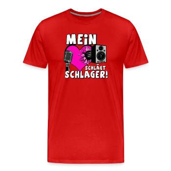 Schlager Party , Schlager Musik , Schlager Herz... - Männer Premium Bio T-Shirt - Rot - Vorne - Damien (186cm)