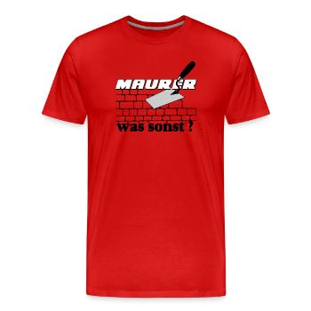 Maurer Bauhandwerk Logo - Männer Premium Bio T-Shirt - Rot - Vorne - Damien (186cm)