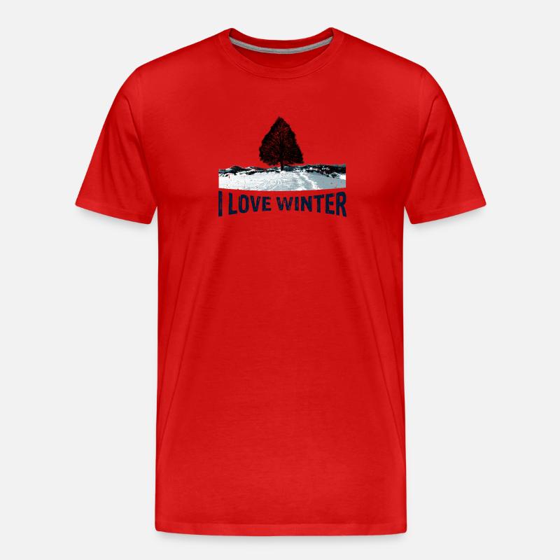I love Winter Baum mit - Männer Premium Bio T-Shirt - Rot