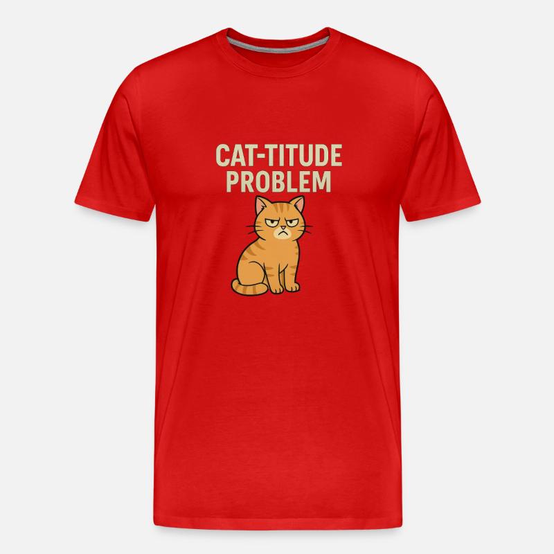 Catitude probleem Grumpy Kat Meme - Men's Premium Organic T-Shirt - red