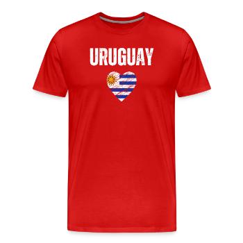 I love Uruguay, flag of Uruguay - Men's Premium Organic T-Shirt - red - Front - Damien (186cm)