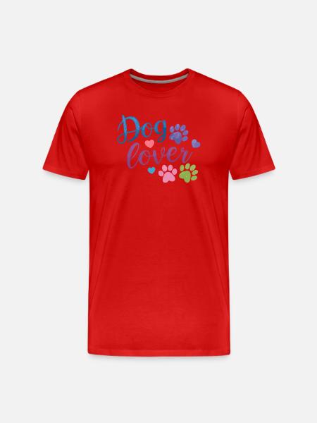 Dog Lover Watercolor Paw Print - Men's Premium Organic T-Shirt - red