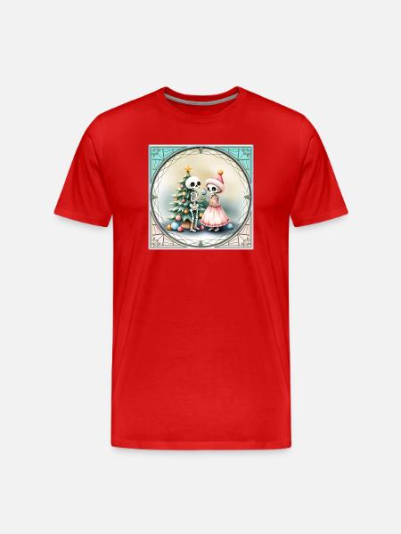 Christmas Skulls with Tree and Candy - Men's Premium Organic T-Shirt - red