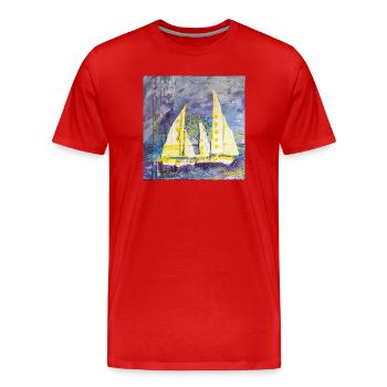 Sailboat - Men's Premium Organic T-Shirt - red - Front - Damien (186cm)