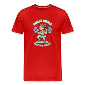 Squat Goals Gym Girl Power Fitness Workout - Männer Premium Bio T-Shirt - Rot - Vorne - Damien (186cm)