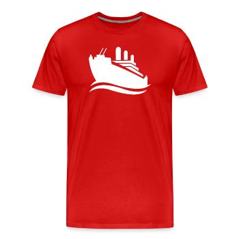 Silhouette de bateau de croisière mer minimaliste - T-shirt bio Premium Homme - rouge - Devant - Damien (186cm)