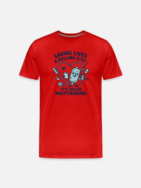 Multitasking Rescue Heart Design - Men's Premium Organic T-Shirt - red
