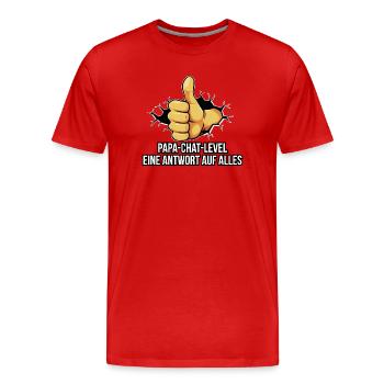 Papa Daumen Hoch mit Schriftzug - Männer Premium Bio T-Shirt - Rot - Vorne - Damien (186cm)