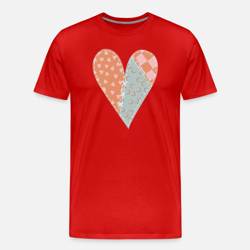 Patchwork Herz Nr. 8 - Männer Premium Bio T-Shirt - Rot
