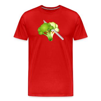 Motif de brocoli coupé – élégant et croustillant - T-shirt bio Premium Homme - rouge - Devant - Damien (186cm)