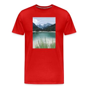 Lac et bois - T-shirt bio Premium Homme - rouge - Devant - Damien (186cm)