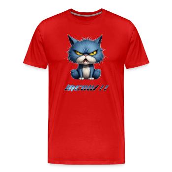 Wütende blaue Katze Pixel Miauen - Männer Premium Bio T-Shirt - Rot - Vorne - Damien (186cm)