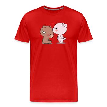 Liebevolle Bären und Freunde - Männer Premium Bio T-Shirt - Rot - Vorne - Damien (186cm)