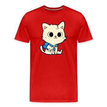 Conception de dessin animé de chat d’école mignon - T-shirt bio Premium Homme - rouge - Devant - Damien (186cm)