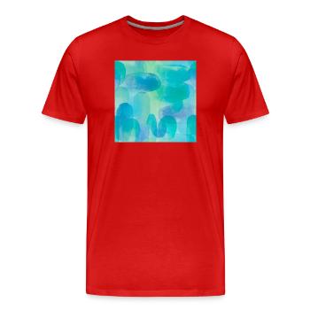 Aquarelles dans les tons bleus et verts - T-shirt bio Premium Homme - rouge - Devant - Damien (186cm)